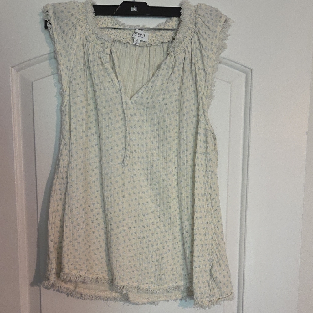 True Craft Cream Tank with Light Blue Micro Floral